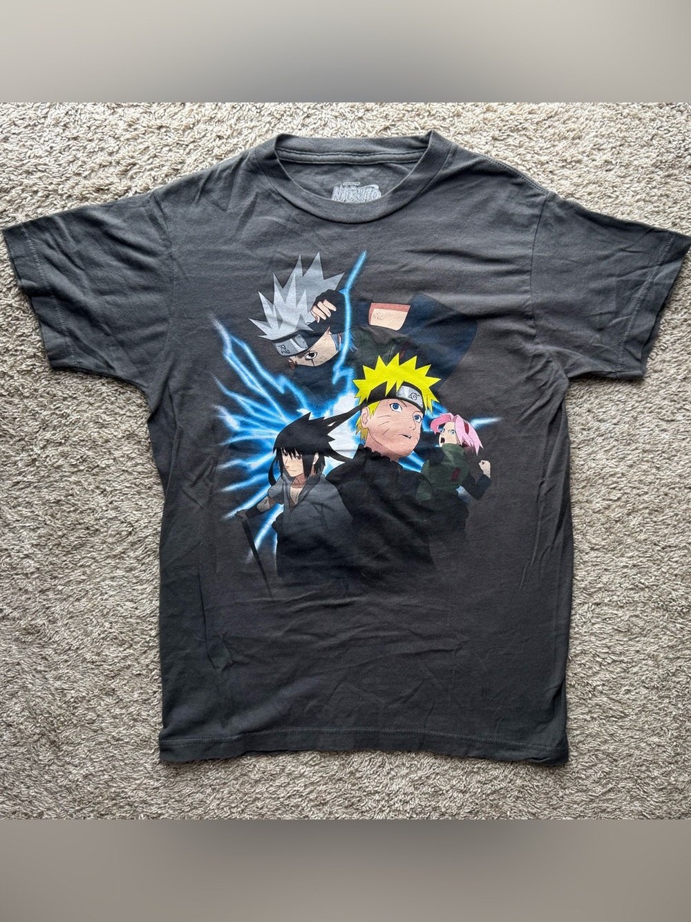 Naruto Shippuden Team 7 Ripple Junction Graphic T-Shirt Dark Gray Size Small